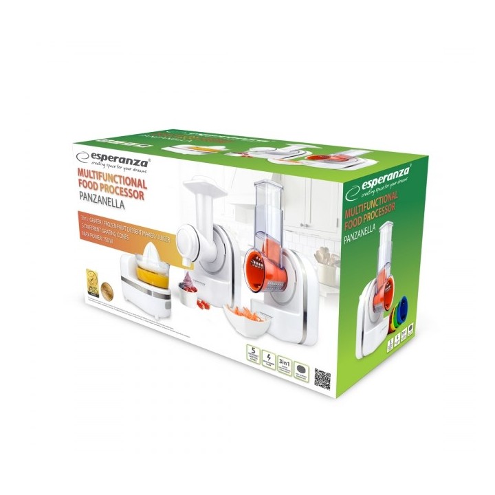 Esperanza EKM027 grattugia/spiralizzatore elettrico plastica bianca