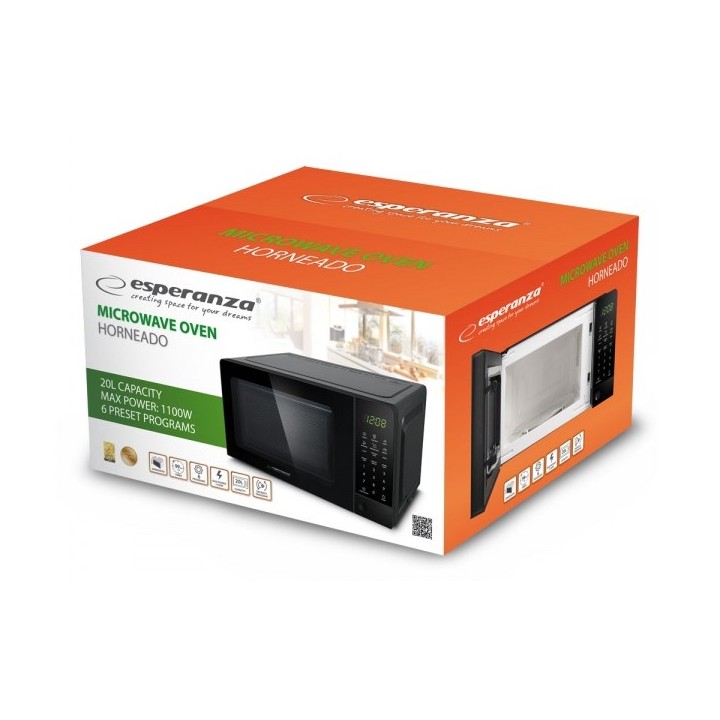 Esperanza EKO009 Microonde Microonde Solo nero da piano cottura 20 L 700 W