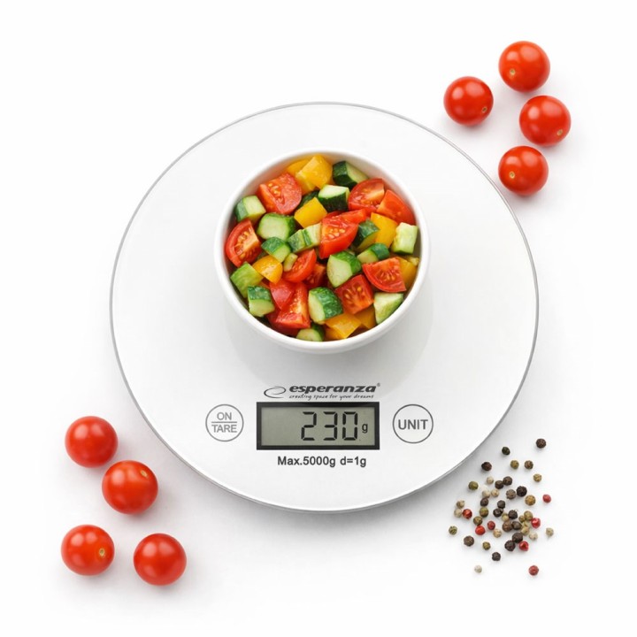 Esperanza EKS003W bilancia da cucina elettronica bianco rotonda
