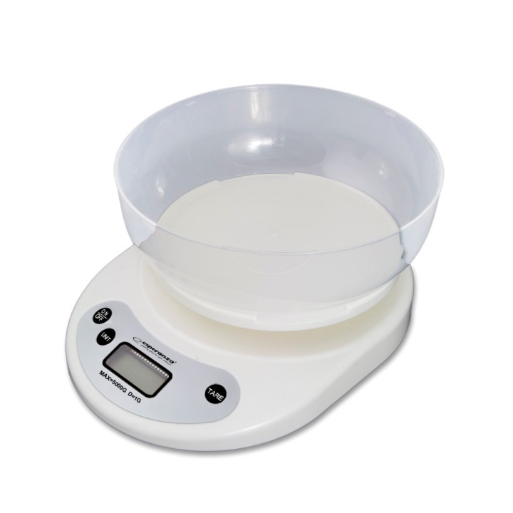 Esperanza EKS007 Bilancia da cucina con ciotola. Bilancia da cucina elettronica Bianca