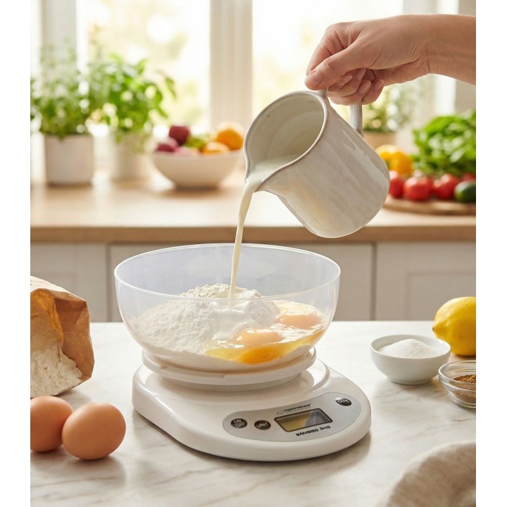 Esperanza EKS007 Bilancia da cucina con ciotola. Bilancia da cucina elettronica Bianca
