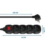 Esperanza ELK213K Prolunga 3 m 4 AC prese interno nero