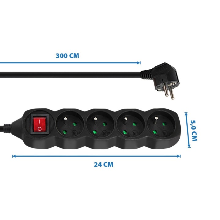 Esperanza ELK213K Prolunga 3 m 4 AC prese interno nero