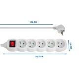 Esperanza ELK214W Prolunga 1.5 m 5 AC prese interno bianco