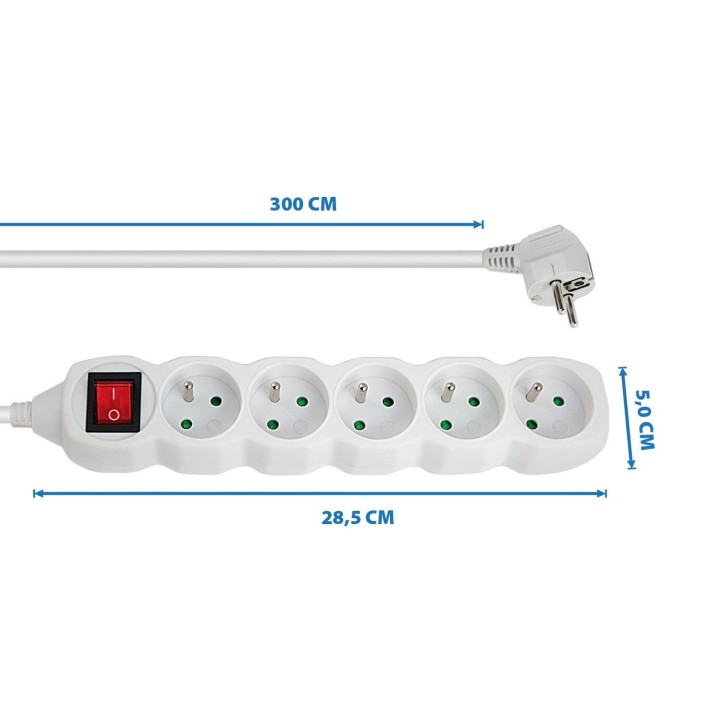 Esperanza ELK215W Prolunga 3 m 5 AC prese interno bianco