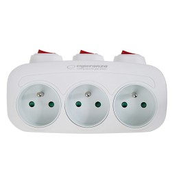 Esperanza ELK307W Adattatore elettrico 3 prese interruttore bianco