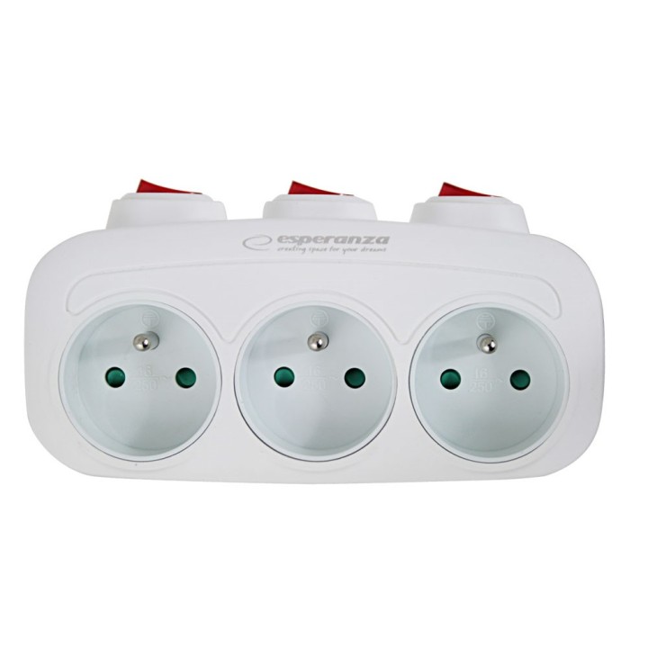 Esperanza ELK307W Adattatore elettrico 3 prese interruttore bianco