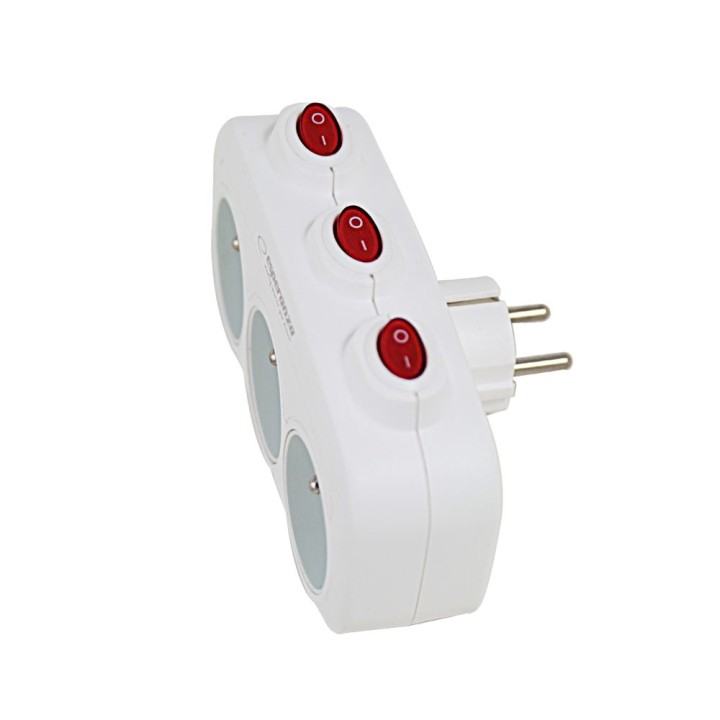Esperanza ELK307W Adattatore elettrico 3 prese interruttore bianco