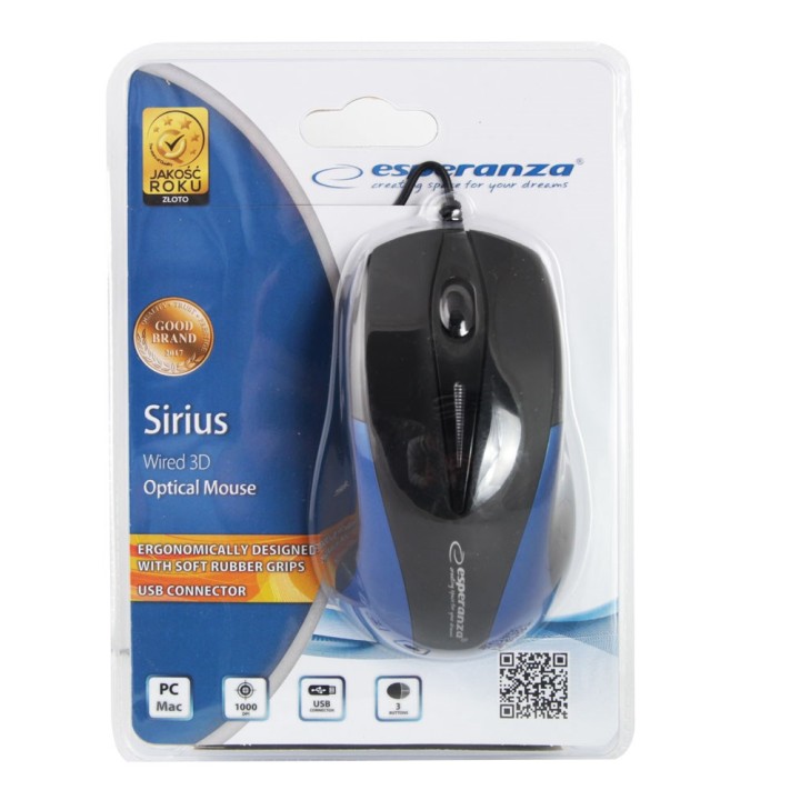 Esperanza EM102B Mouse USB Type-A Ottico 800 DPI