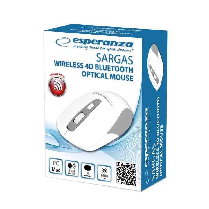 Esperanza EM130W mouse wireless Bluetooth 4D bianco