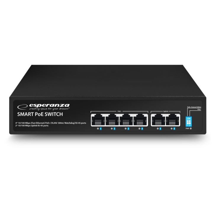 Esperanza ENS105 switch PoE 6 porte 10/100 60W