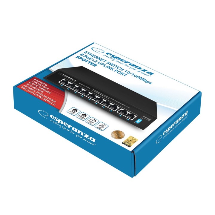 Esperanza ENS106 switch PoE 10 porte 10/100 96W