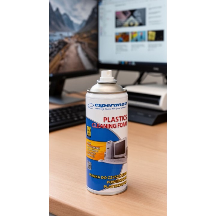 Esperanza ES104 Kit di Pulizia Attrezzature Schermi/Plastiche Schiuma Detergente per Attrezzature 400 ml
