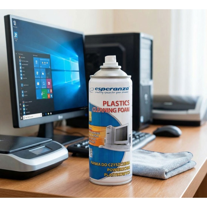 Esperanza ES104 Kit di Pulizia Attrezzature Schermi/Plastiche Schiuma Detergente per Attrezzature 400 ml