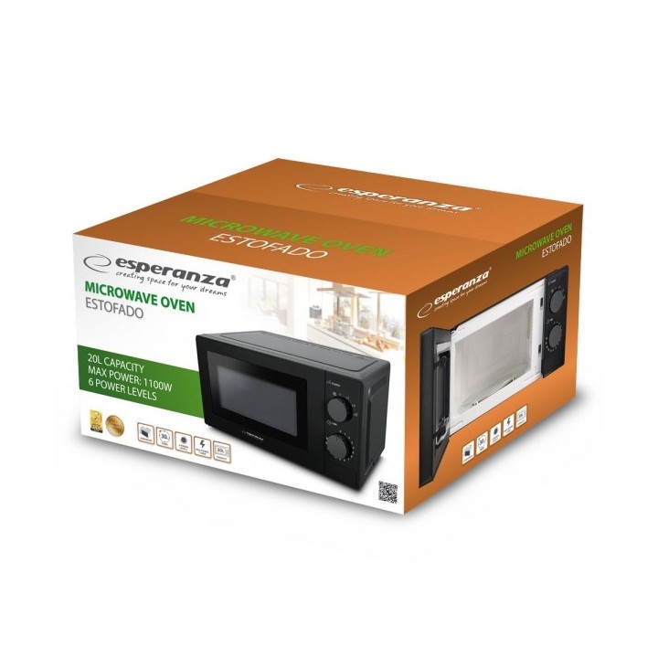 Esperanza ESTOFADO Microonde Solo nero da piano cottura 20 L 700 W