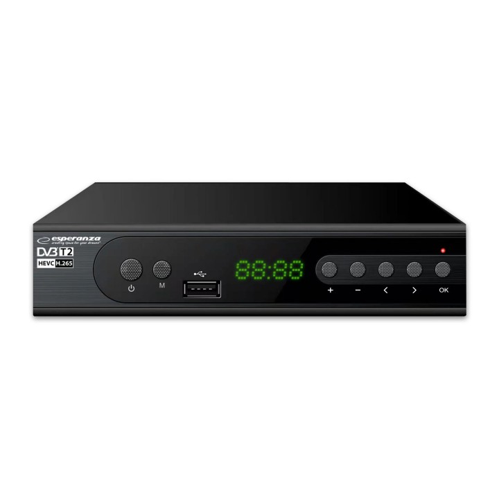 Esperanza EV106P Sintonizzatore digitale DVB-T2 H.265/HEVC Nero