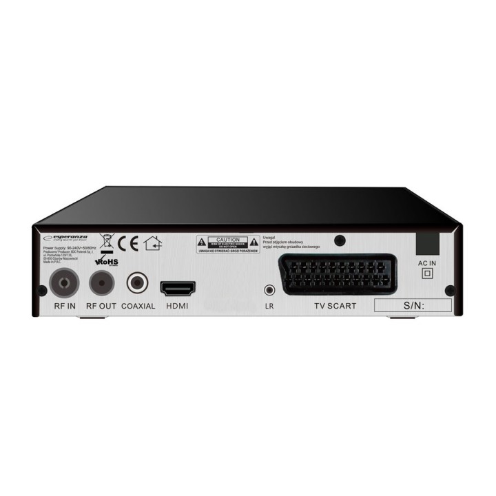 Esperanza EV106P Sintonizzatore digitale DVB-T2 H.265/HEVC Nero
