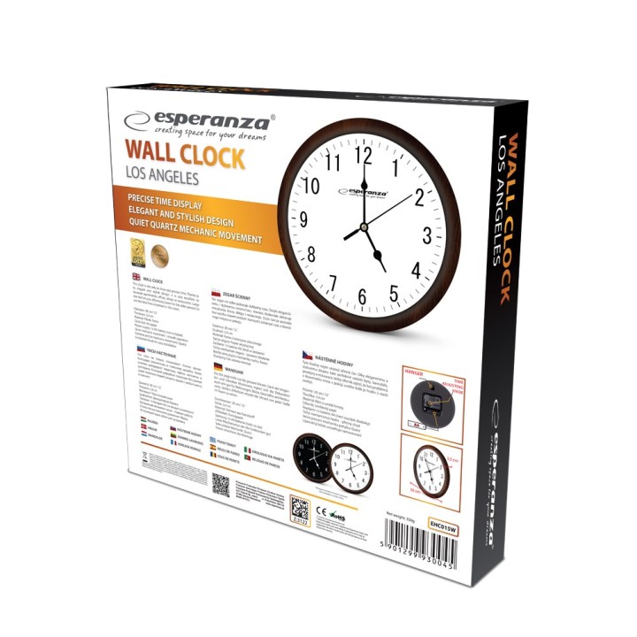 Esperanza Orologio meccanico Los Angeles rotondo bianco nero