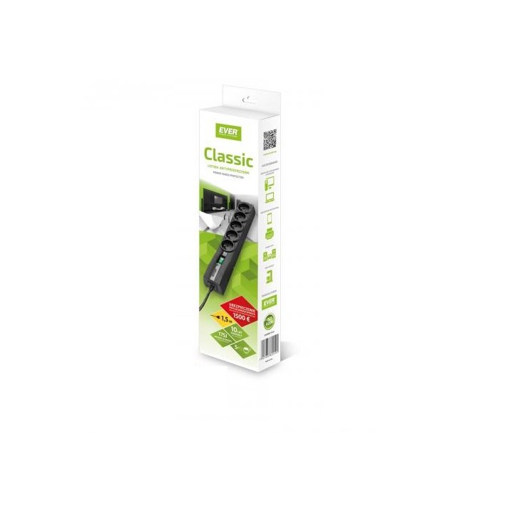 Ever CLASSIC Nero 5 AC prese 250 V 1.5 m