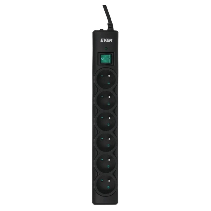 Ever OPTIMA protezione da sovratensioni 1.5 m (6 x UTE, 10 A, nero) (T/LZ08-OPT015/0000)