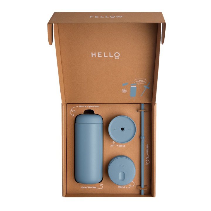 Fellow Carter Move Mug 3-in-1 Tazza da viaggio con 3 coperchi 473 ml blu polvere