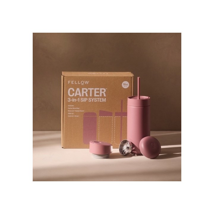 Fellow Carter Move Mug 3-in-1 Tazza da viaggio con 3 coperchi 473 ml rosa polvere