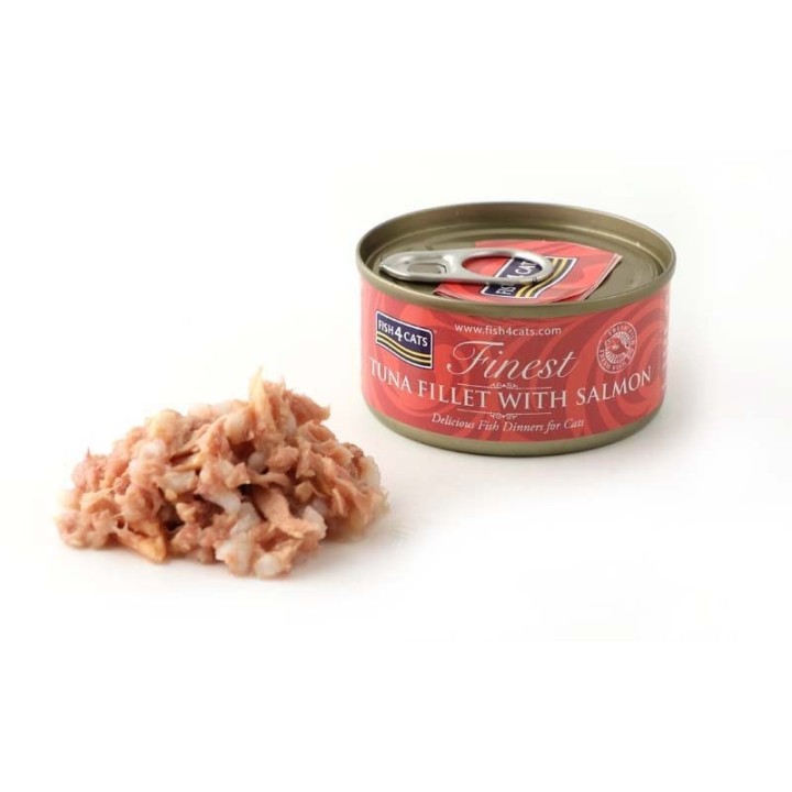 FISH4CATS Filetto di tonno con salmone - cibo umido per gatti - 70g
