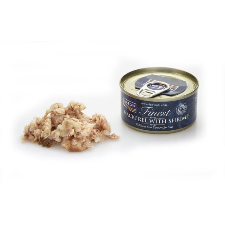 FISH4CATS Sgombro con gamberetti - cibo umido per gatti - 70g