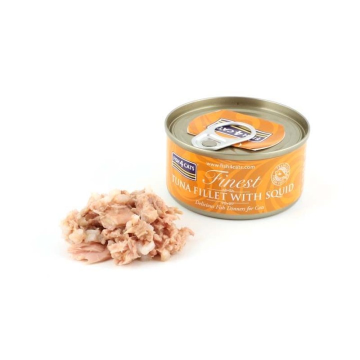 FISH4CATS Filetto di tonno con calamaro - cibo umido per gatti - 70g