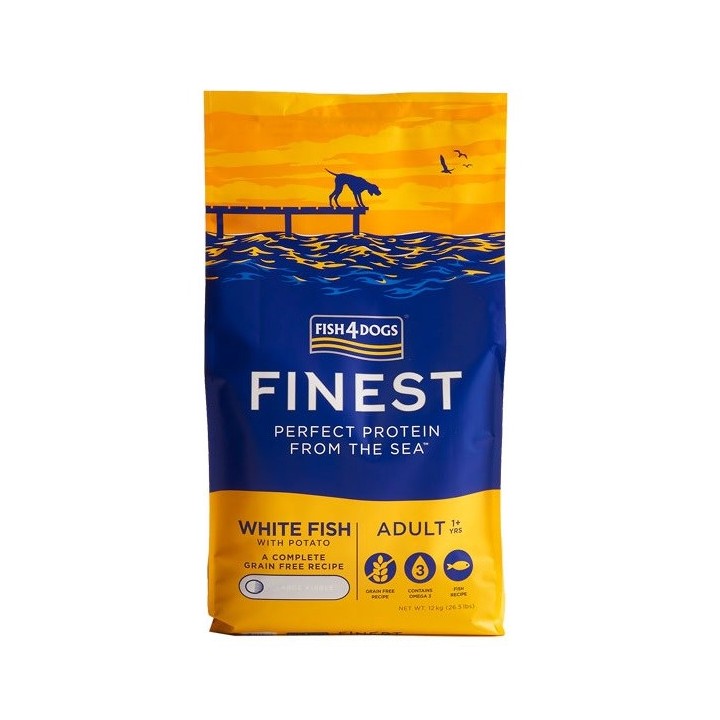 FISH4DOGS Finest Pesce bianco dell'oceano M/L - cibo secco per cani - 12kg