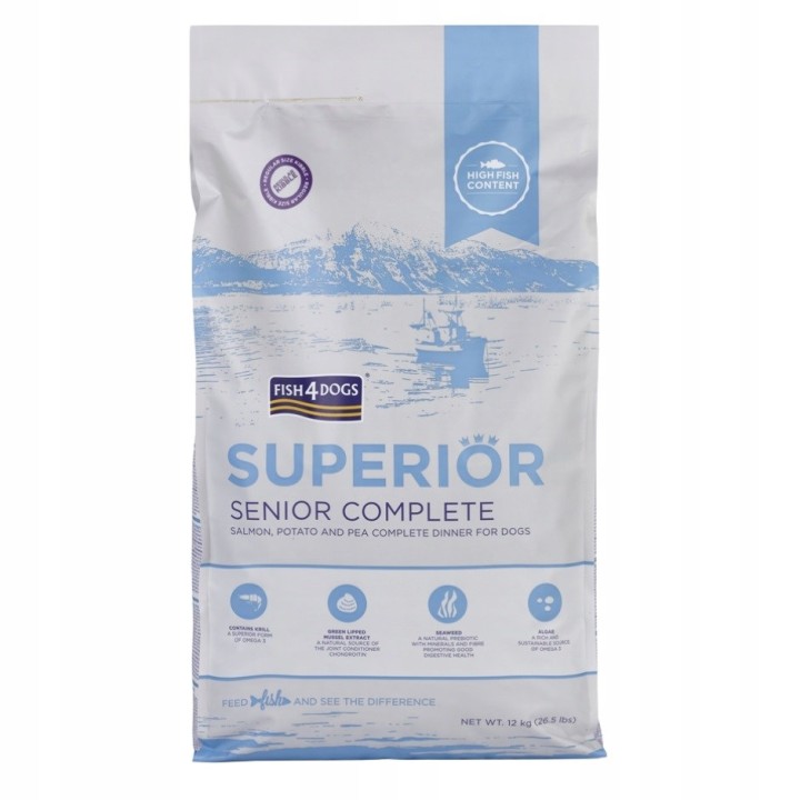 FISH4DOGS Superior Senior Medium Complete Salmone - cibo secco per cani - 12kg