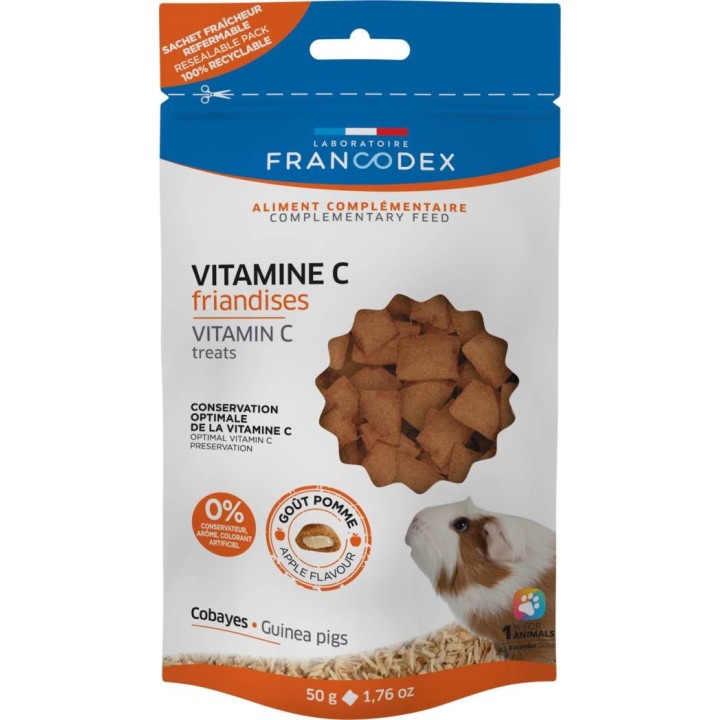 FRANCODEX Snack con vitamina C - per porcellino d'India - 50g