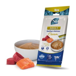 FARMINA N&D Ocean Cat Crema con salmone & tonno adult box – snack per gatti adulti – 4x15g
