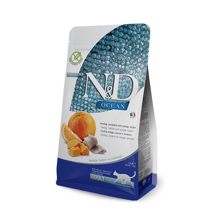 FARMINA N&D Oceano Aringa Zucca&Arancia Adulto - cibo secco per gatti - 1 5 kg