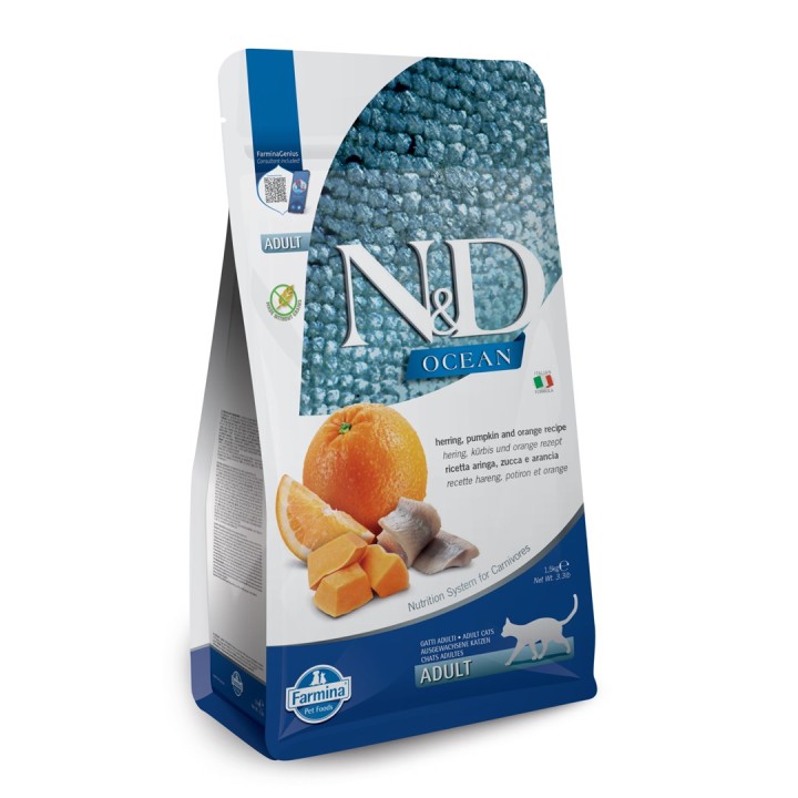 FARMINA N&D Oceano Aringa Zucca&Arancia Adulto - cibo secco per gatti - 1 5 kg