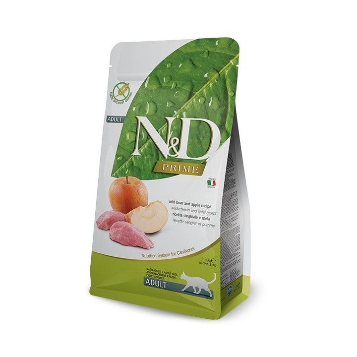 FARMINA N&D PRIME CAT WILD BOAR & APPLE ADULT - cibo secco per gatti - 5 kg