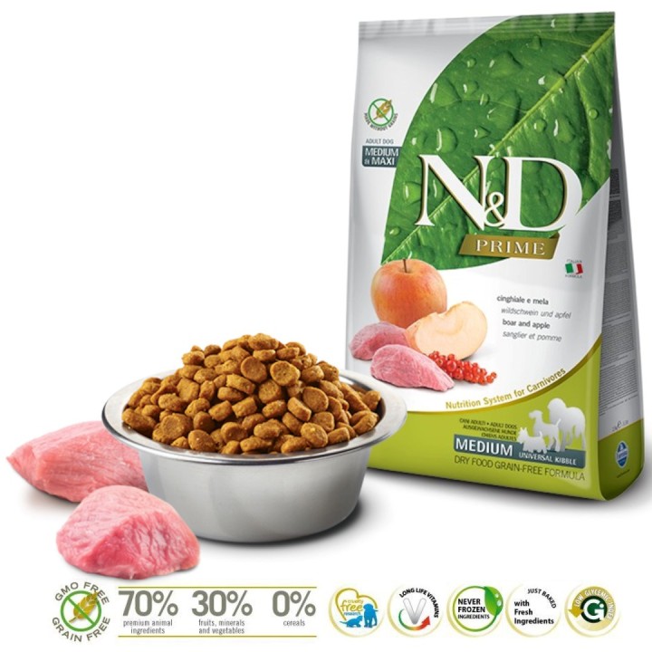 FARMINA N&D PRIME CANE CINGHIALE E MELA ADULTO MEDIO & MAXI 12 kg