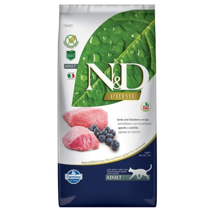 FARMINA N&D Prime Agnello e Mirtillo - cibo secco per gatti - 5 kg