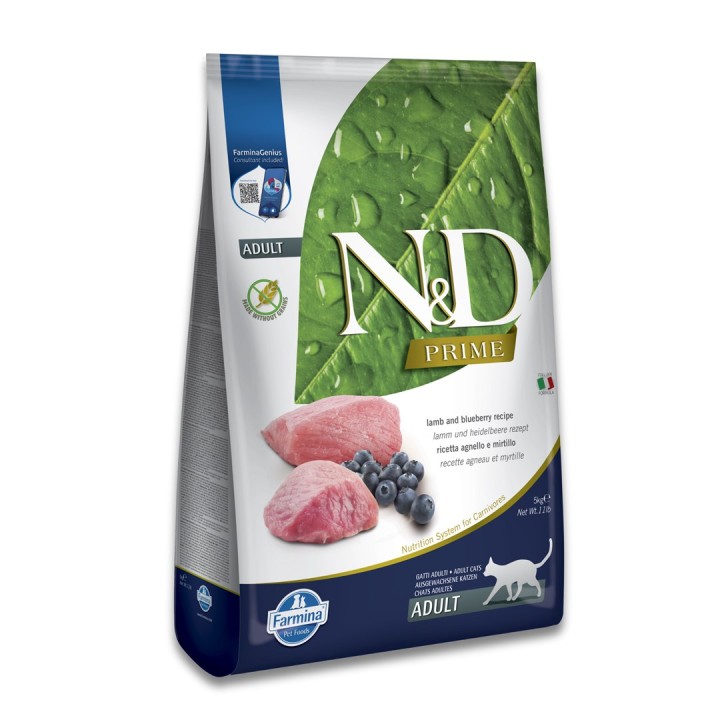 FARMINA N&D Prime Agnello e Mirtillo - cibo secco per gatti - 5 kg