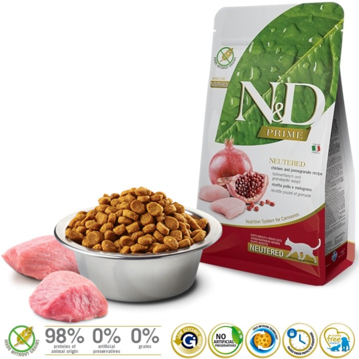 FARMINA N&D Prime Sterilizzato Pollo e Melagrana Adult - cibo secco per gatti - 5 kg