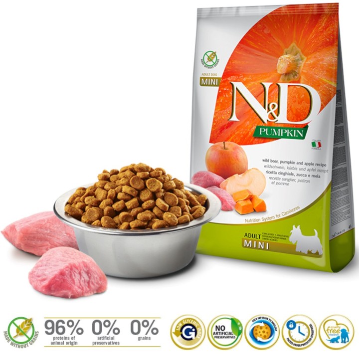 FARMINA N&D Zucca Adulto Mini Cinghiale&Mela - cibo secco per cani - 7 kg