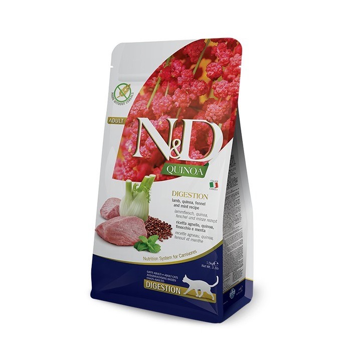 FARMINA N&D Quinoa Digestione Agnello e Finocchio - cibo secco per gatti - 1 5 kg