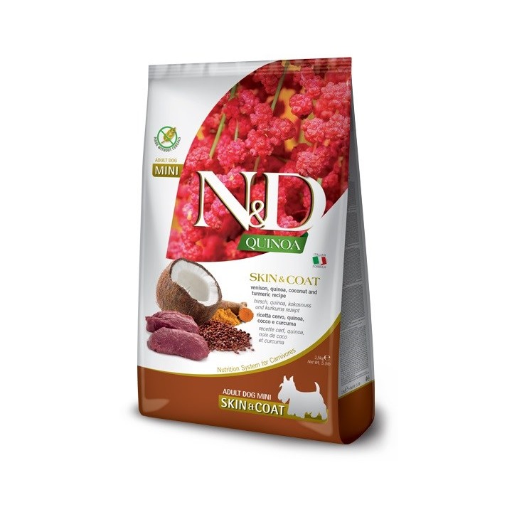 FARMINA N&D Quinoa Cane Pelle&Mantello Cervo Cocco Adulto Mini - cibo secco per cani - 2.5 kg