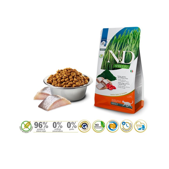 FARMINA N&D Spirulina Aringa - cibo secco per gatti - 1.5 kg