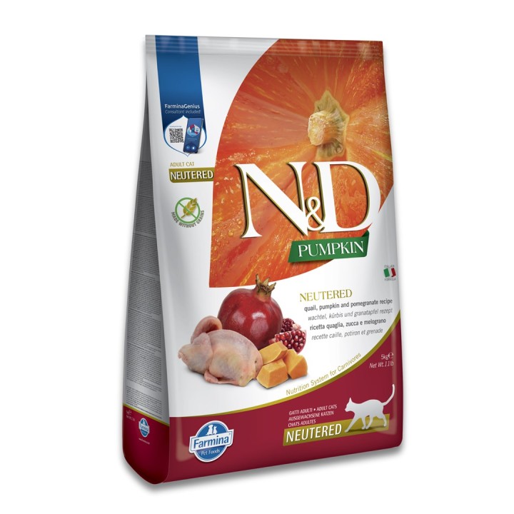 FARMINA Zucca N&D Sterilizzato Quaglia - cibo secco per gatti - 5kg