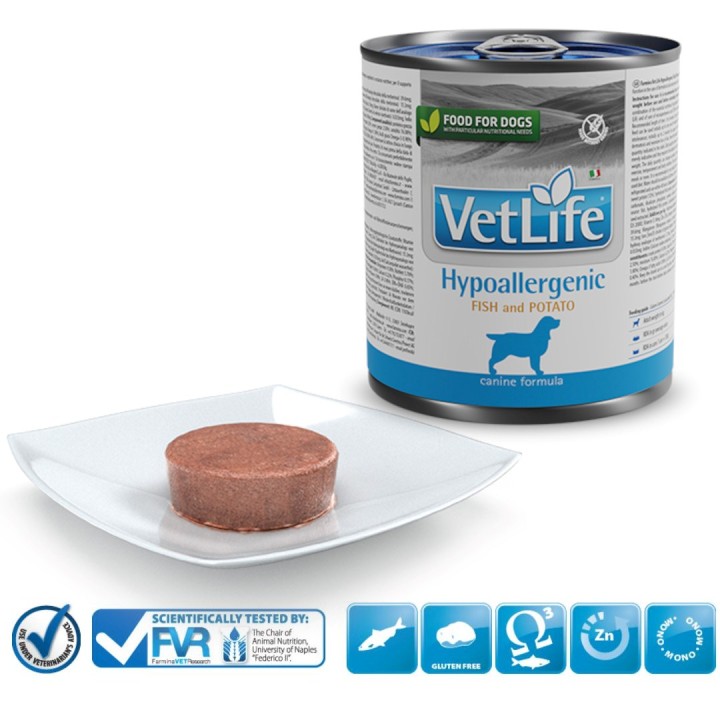 FARMINA Vet Life Canine Ipoallergenico pesce&patata – cibo umido per cani adulti 300 g
