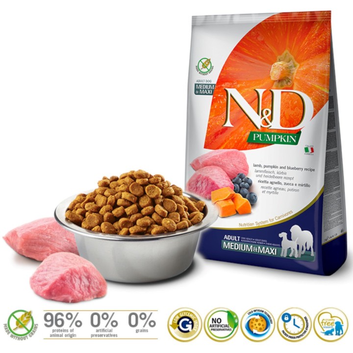 Farmina Cibo per animali AGNELLO & MIRTILLO ADULTO MEDIO & MAXI