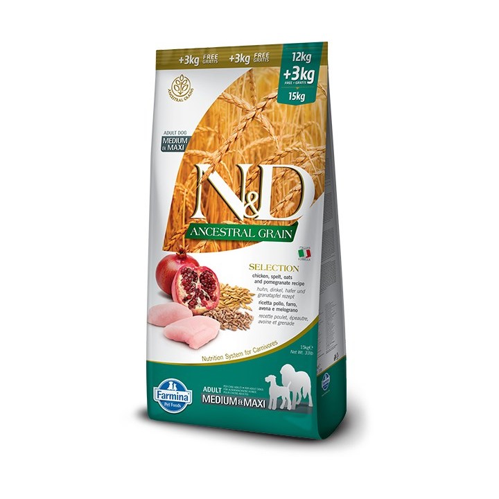 Farmina Cibo per animali N&D Cereali Ancestrali Canino 15 kg Adulto Pollo