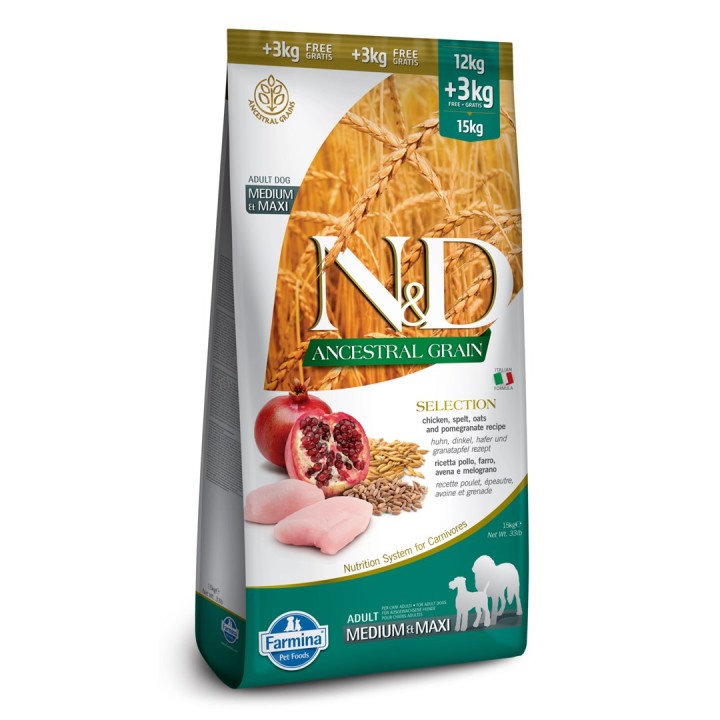 Farmina Cibo per animali N&D Cereali Ancestrali Canino 15 kg Adulto Pollo