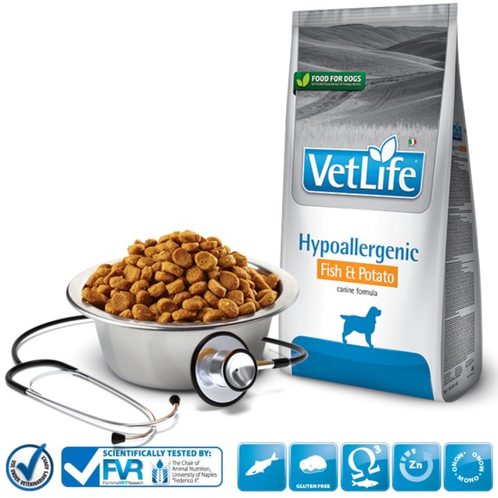 Farmina Vet Life Ipoallergenico Pesce e Patata Cane 12kg